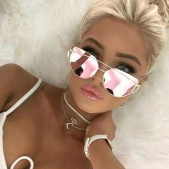 PINK MIRRORED Glasses Trendy - Picture 12 of 14